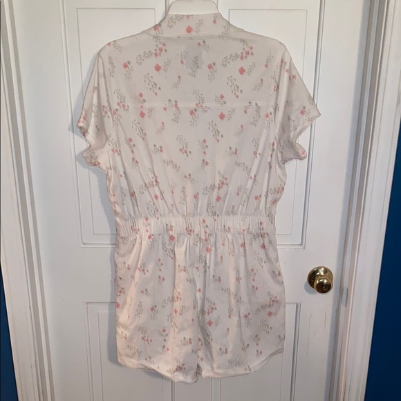 Celebrity Pink Floral Button-Up Romper - Cream and Pink - Picture 5 of 5